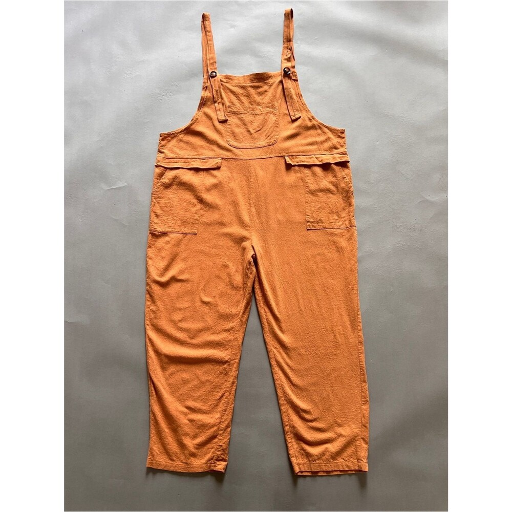 Granola 100% Cotton boho rustic orange overalls with adjustable straps size L